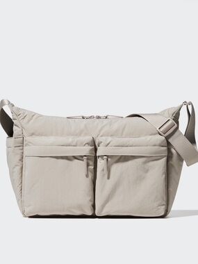 Uniqlo Beige Nylon Multi- Pocket Crossbody or Shoulder Bag